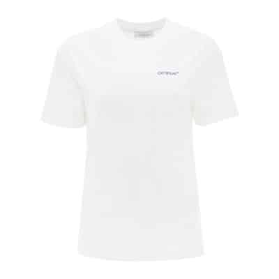 T-shirt met diagonale lijn borduursel Off White , White , Dames