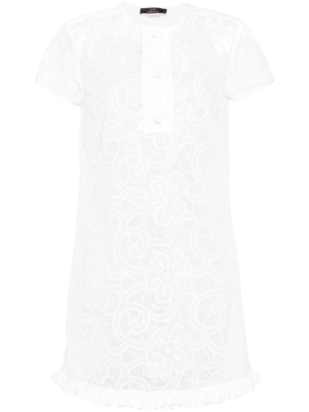 TWINSET Organza mini-jurk met geborduurde bloemen - Wit