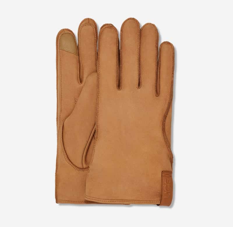 UGG® Leren handschoen met Clamshell-logo in Brown, Maat XL, Leder