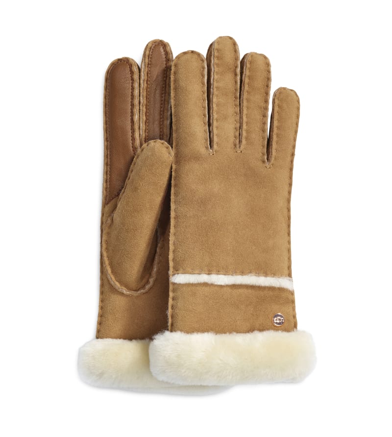 UGG® Seamed Tech Handschoenen voor Dames in Brown, Maat S, Shearling