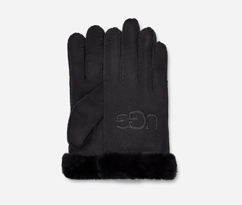 UGG® Sheepskin Embroidered Handschoenen in Black, Maat L, Shearling
