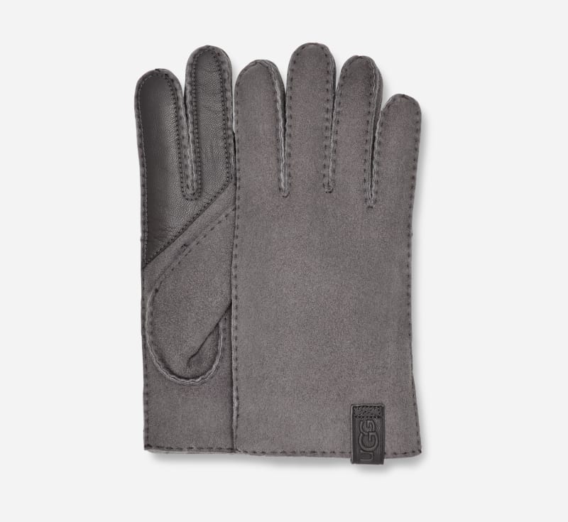 UGG® Sheepskin handschoen met overhandse stiknaden in Grey, Maat XL, Shearling