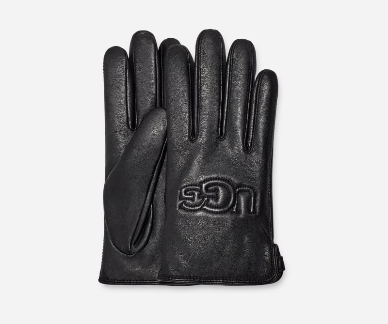UGG® Shorty-handschoen met logo in Black, Maat M, Leder