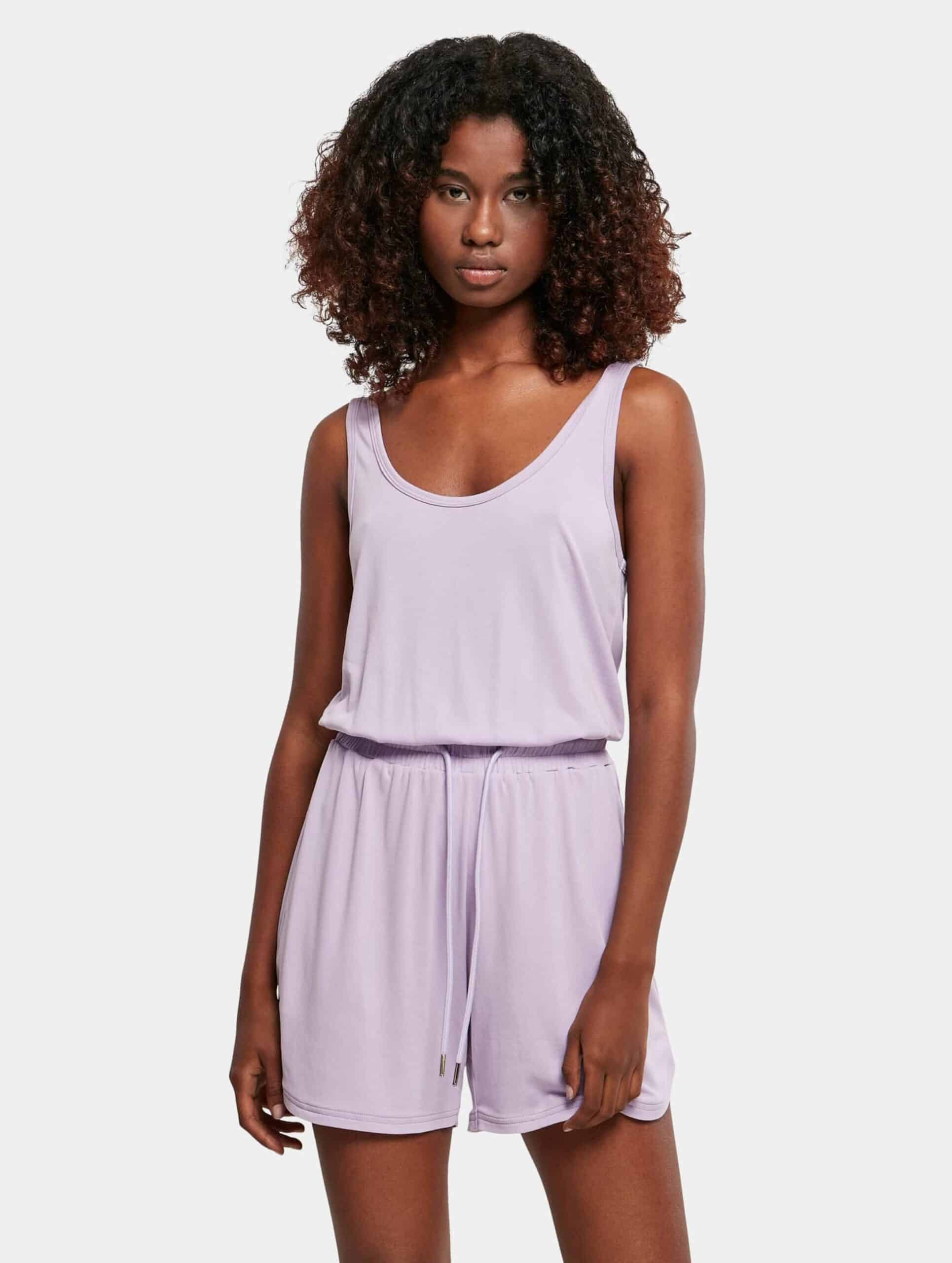 Urban Classics Ladies Short Sleeveless Modal Jumpsuit Vrouwen op kleur violet, Maat XXL