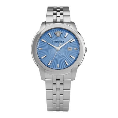 V-Urban Roestvrijstalen Horloge Lichtblauw Versace , Gray , Heren