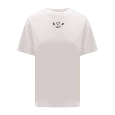 Witte Crew-neck T-shirt met Achterpijl Logo Off White , White , Dames