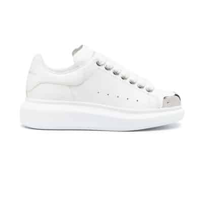 Witte Leren Sneakers met Stijlvolle Details Alexander McQueen , White , Dames