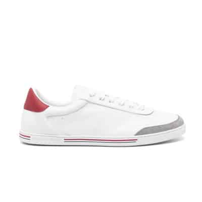 Witte Leren Sneakers met Streepdetail Dolce & Gabbana , White , Heren