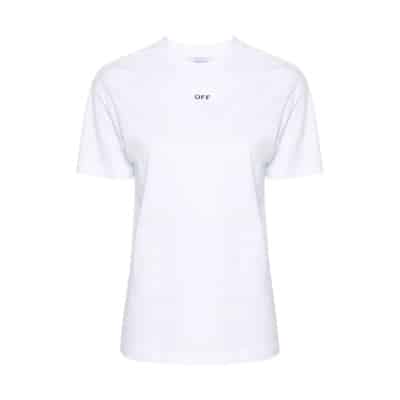 Witte Logo Print T-shirt Off White , White , Dames