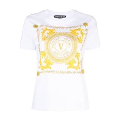 Witte T-shirt en Polo voor Vrouwen Versace Jeans Couture , White , Dames
