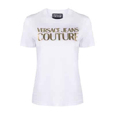 Witte T-shirts Polos voor Dames Versace Jeans Couture , White , Dames