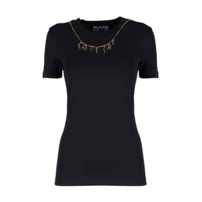 Zwart Couture Charms T-Shirt Versace Jeans Couture , Black , Dames