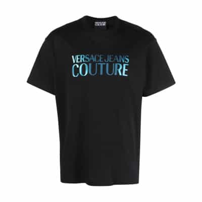 Zwart T-shirt met Couture Branding Versace Jeans Couture , Black , Heren