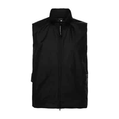 Zwarte Gewatteerde Vest met Hoge Kraag en Ritssluiting C.p. Company , Black , Heren