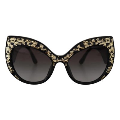 Zwarte Gouden Paillet Vlinder Gepolariseerde Zonnebril Dolce & Gabbana , Black , Dames
