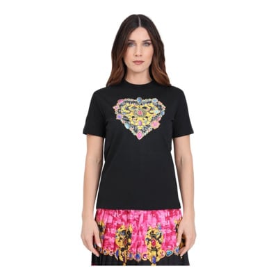 Zwarte Heart Couture T-shirt Versace Jeans Couture , Black , Dames