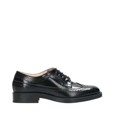 Zwarte Leren Platte Schoenen met Engelse Perforaties Tod's , Black , Dames