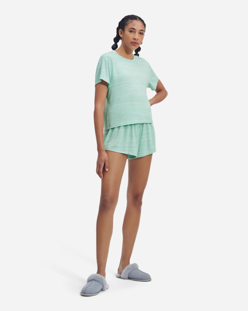 UGG® Aniyah Top & Short Set for Women in Clear Green Multi Heather, Size Large, Ecovero