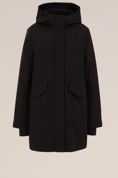 WE Fashion - Dames gewatteerde parka - Regular fit - Zwart - Maat: XS