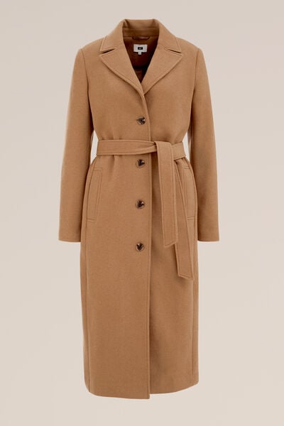 WE Fashion - Dames jas van wolmix - Beige - Maat: 34