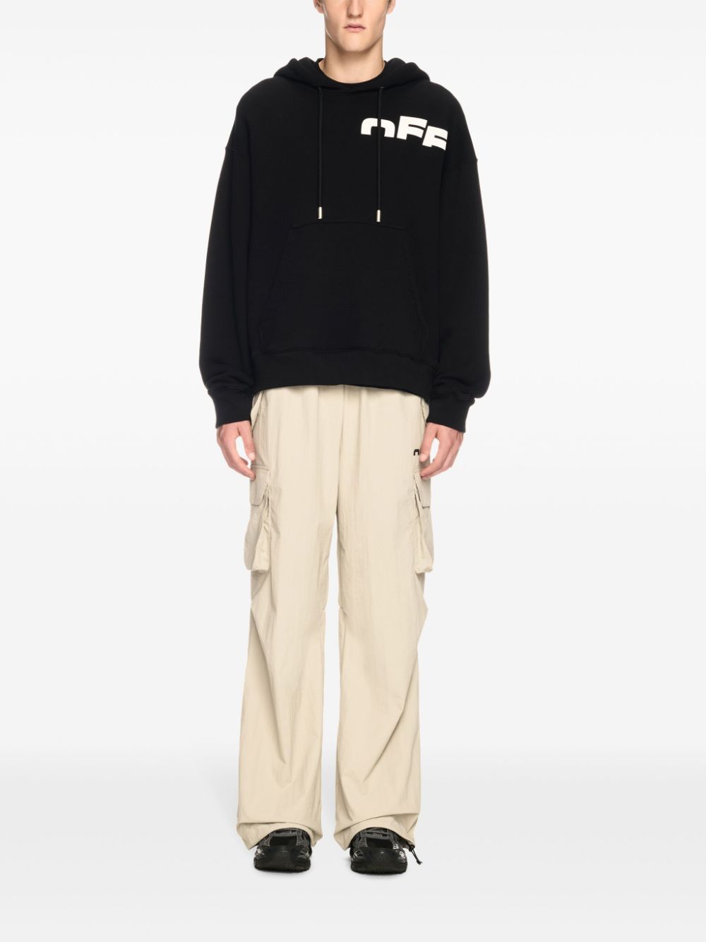 Off-White Hoodie met logo - Zwart