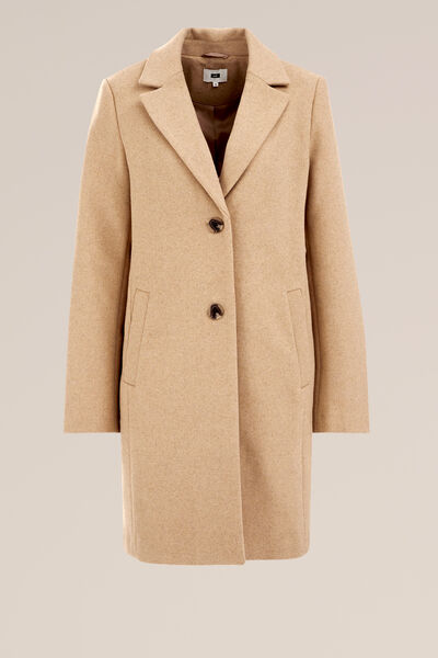 WE Fashion - Dames jas van wolmix - Beige - Maat: 32