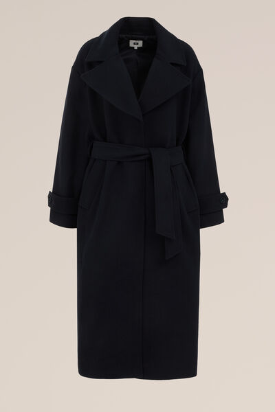 WE Fashion - Dames jas van wolmix - Oversized - Donkerblauw - Maat: 42