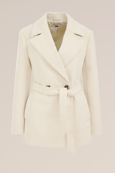 WE Fashion - Dames jas van wolmix - Regular fit - Ecru - Maat: 32