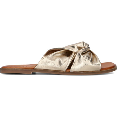 Gouden Slippers voor Stijlvolle Zomerdagen Lina Locchi , Yellow , Dames