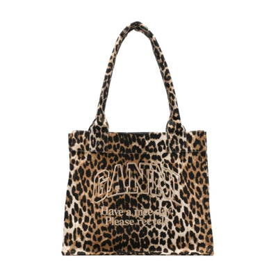Luipaardprint Shopper Tas Bruin Ganni , Brown , Dames
