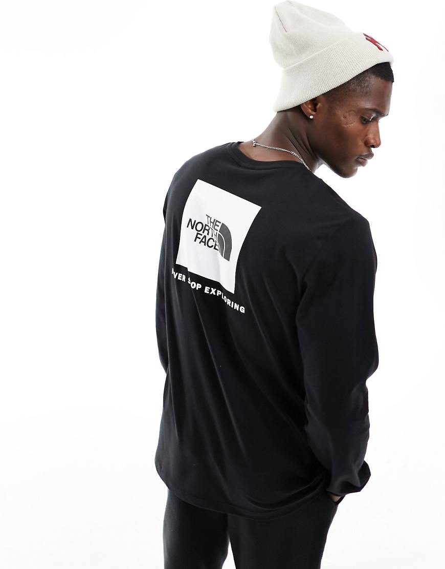 The North Face - Redbox - Langärmliges Shirt in Schwarz mit Rückenprint
