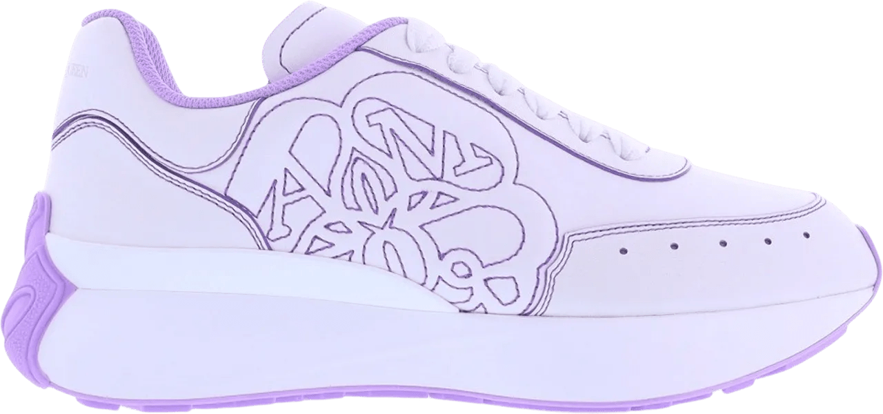 Alexander McQueen Low-Top Sneakers - Dames Sprint Runner wit/lila in wit