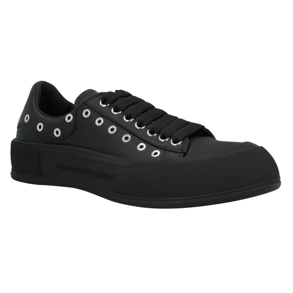Alexander McQueen Low-Top Sneakers - Deck Plimsoll In Black/Silver in zwart