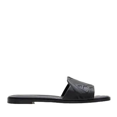 Alexander McQueen Sandalen - Flat Leather Slide Sandal in zwart