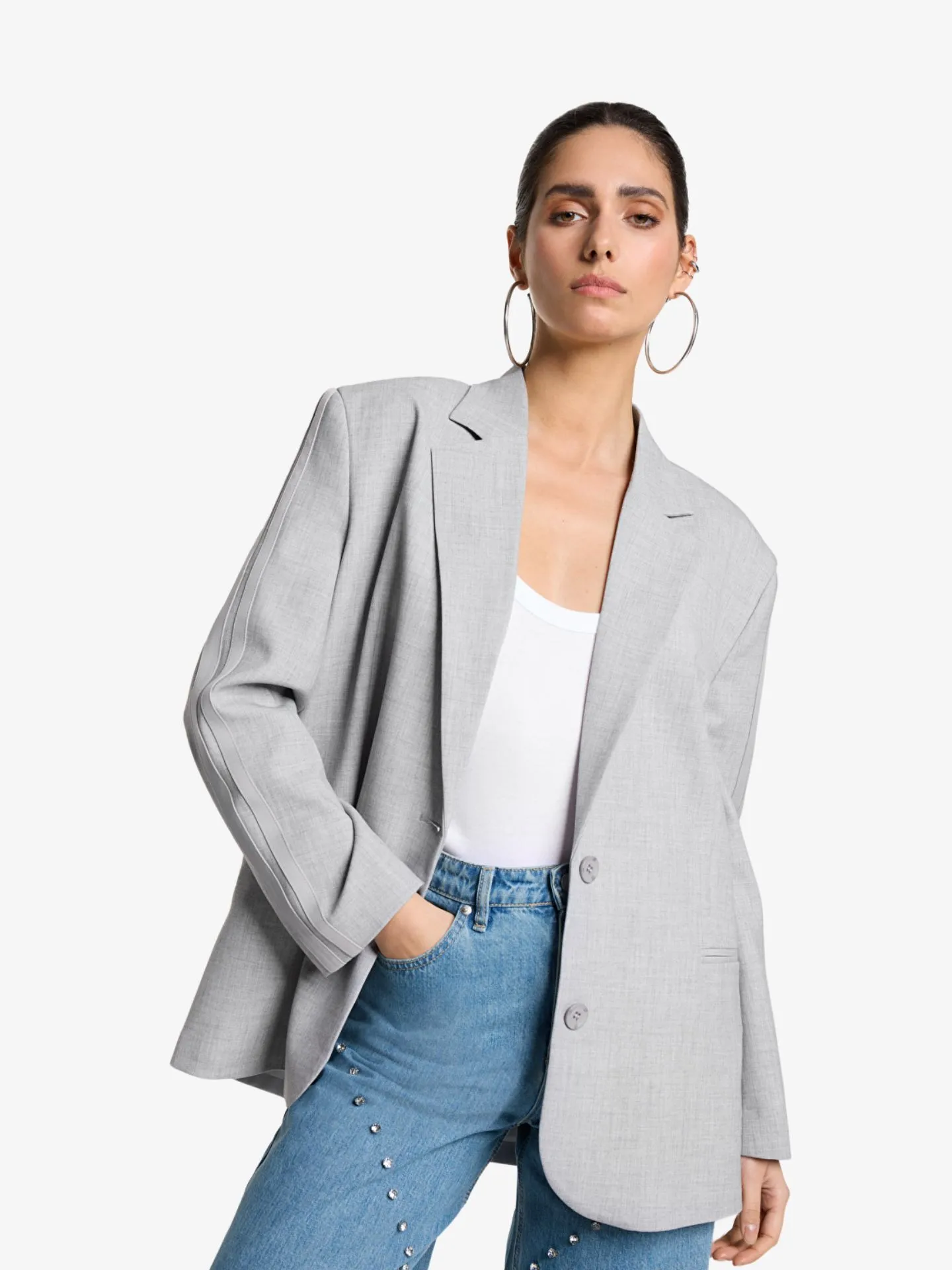 Alix The Label Dames blazer flowy stretch suit grey