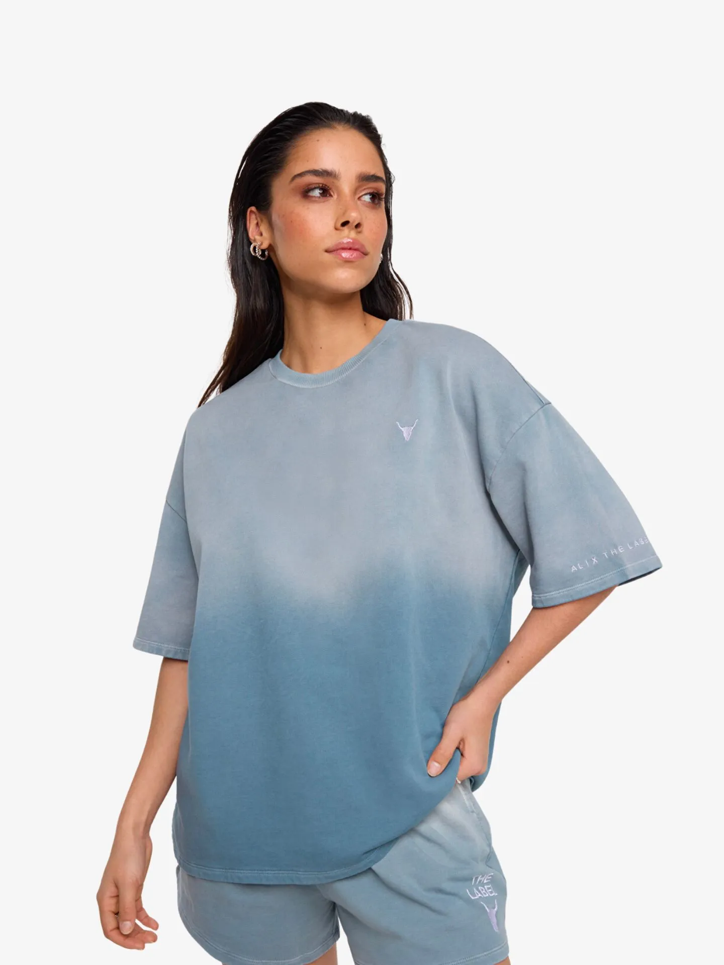 Alix The Label Dames t-shirt sprayed sweat soft grey
