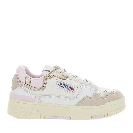 Autry Low-Top Sneakers - Multicolor Low Top Sneakers With Logo Patch In Lea in poeder roze