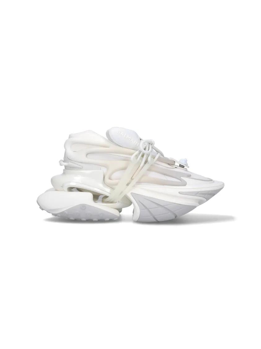 Balmain Low-Top Sneakers - Sculptural White Sneakers With Integrated Lacing S in wit