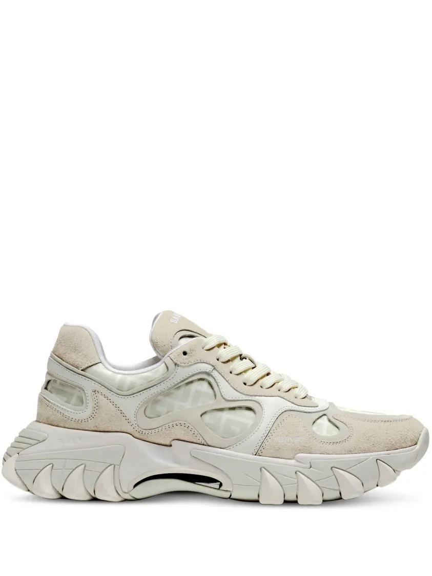 Balmain Low-Top Sneakers - Trainers Combining Suede And Nylon With Sole in wit