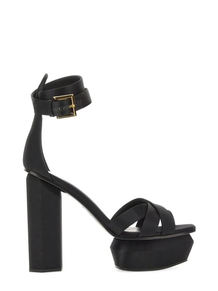 Balmain Sandalen - Geometric Design Platform Sandal in zwart