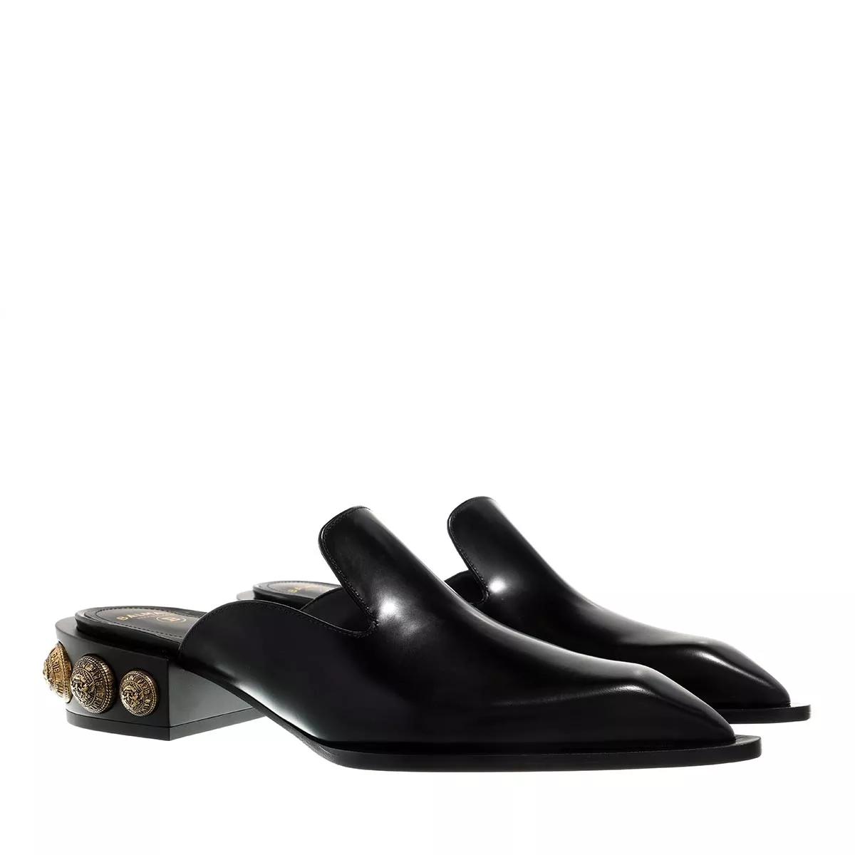 Balmain Slippers & Mules - Mule Coin Glossy Leather in zwart