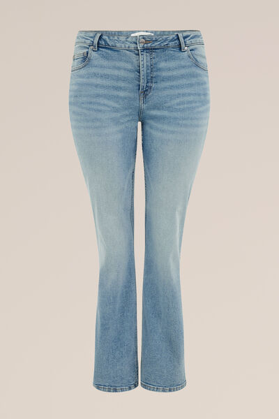 Blue Ridge - Dames Mid rise bootcut jeans met superstretch - Curve - Mid waist - Lichtblauw - Katoen - Plus Size Maat: 44