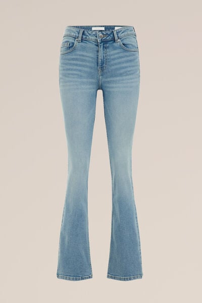 Blue Ridge - Dames Mid rise bootcut jeans met superstretch - Mid waist - Blauw - Katoen - Maat: 27/30