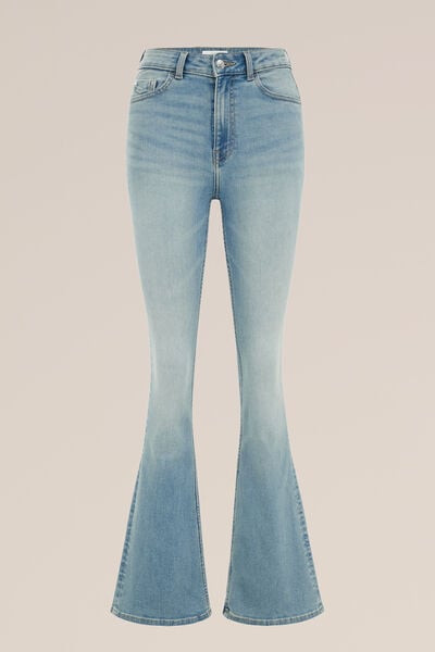 Blue Ridge - Dames flared jeans met stretch - High waist - Felblauw - Katoen - Maat: 26/32