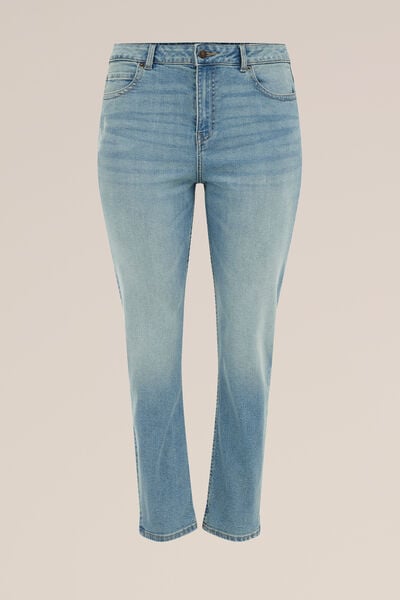 Blue Ridge - Dames mid rise jeans - Curve - Mid waist - Lichtblauw - Katoen - Plus Size Maat: 44