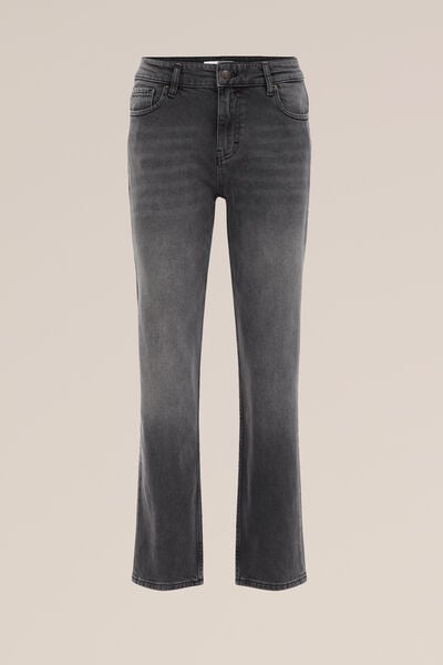 Blue Ridge - Dames mid rise straight fit jeans met stretch - Donkergrijs - Katoen - Maat: 26