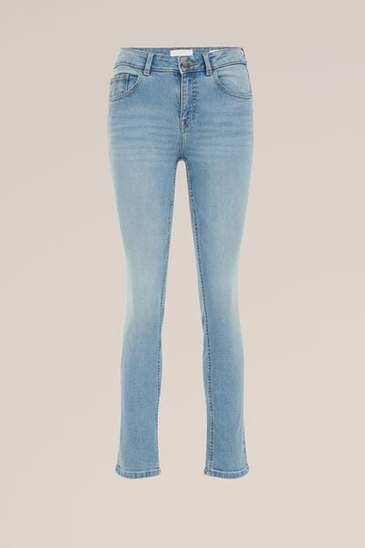 Blue Ridge - Dames slim fit jeans met stretch - Mid waist - Lichtblauw - Katoen - Maat: 27