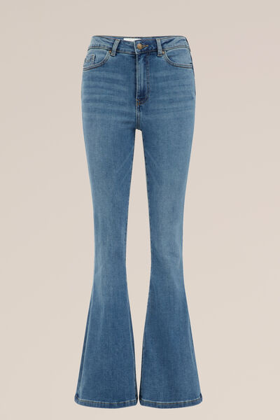 Blue Ridge - Dames wide flared jeans met stretch - High waist - Blauw - Katoen - Maat: 26/30