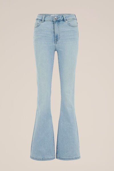 Blue Ridge - Dames wide flared jeans met stretch - High waist - Lichtblauw - Katoen - Maat: 26/30