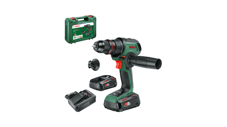 Bosch Groen AdvancedDrill 18V-80 QuickSnap Accuschroefboormachine | 45-min. lader (AL 18V-44) en 2x 18 V Li-Ion accu's (2,5 Ah)) - 06039E2002